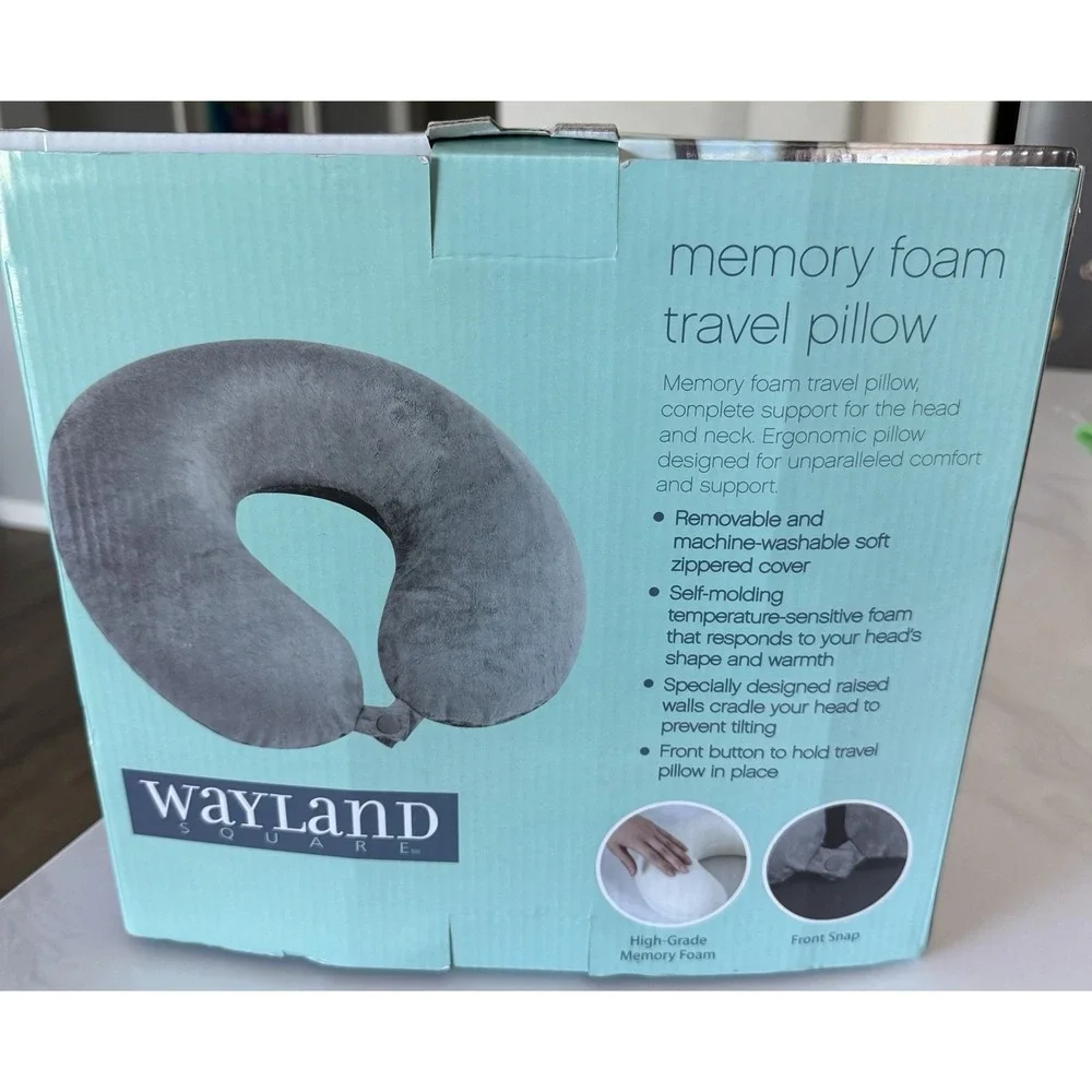 Wayland Square Memory Foam Neck Travel Pillow Gray RN#151347
